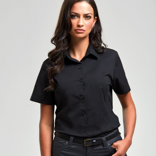 Premier Ladies Short Sleeve Stretch Fit Poplin Shirt Thumbnail